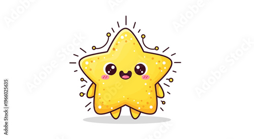 Smiling Yellow Cartoon Star Character.