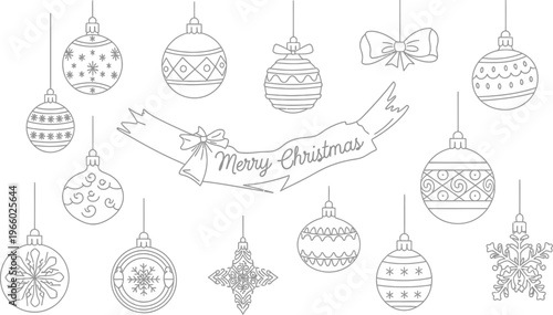 Elegant collection of holiday ornaments for festive decorating Vector