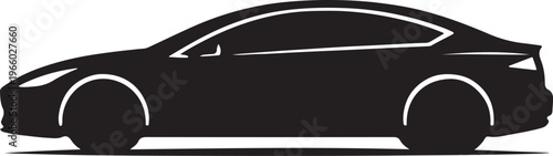 Electric sedan car silhouette minimal drawing sleek automotive design eco friendly vehicle modern transport concept