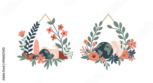 A minimalist illustration of a leafy branch with red berries, creating a fresh and calming mood. Ideal for backgrounds, website design, or social medi