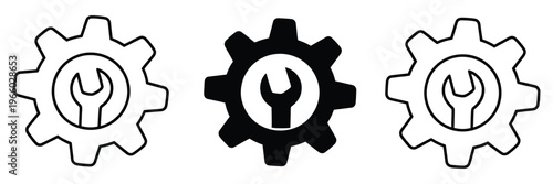 Settings icon with wrench and gear, symbol for technical support and system maintenance, tools and configuration vector, clean modern isolated illustration for apps and UI.