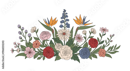 A beautiful floral illustration evokes feelings of freshness and growth. Perfect for websites, stationery, or marketing materials related to nature, b