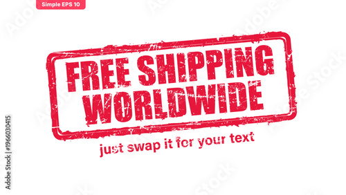 free red rubber stamp vector with distressed ink texture and clean frame, built for packaging, shipping labels, office paperwork, certification workflows, and commercial branding use.