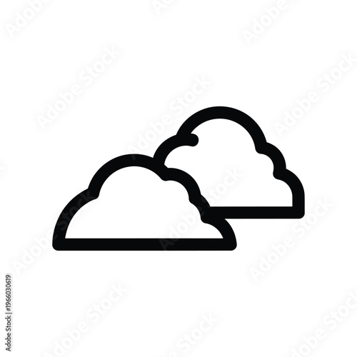Minimalist black line art cloud icon representing overcast weather conditions and cloud computing technology for modern web and app interfaces.
