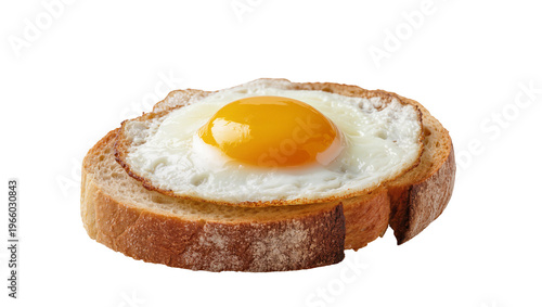 Tableau sur toile Sunny side up fried egg on toasted bread, isolated on transparent background