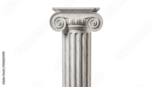 Obraz na plátně Gray Ionic column, isolated on transparent background for architectural use