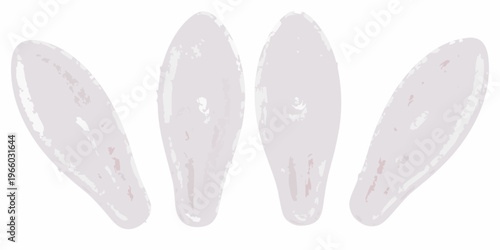 Four stylized elongated petal shapes in a pale lavender hue