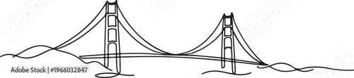 Golden Gate Bridge line drawing iconic San Francisco landmark minimal architectural outline illustration