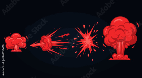 Dynamic red explosion sequence on dark background