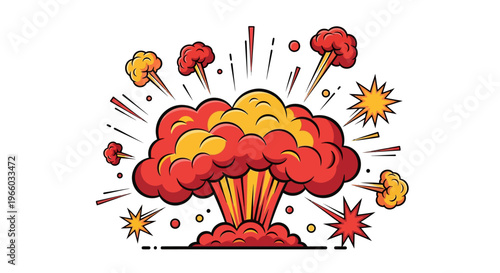 Dynamic retro style comic explosion with bright colors and bold lines