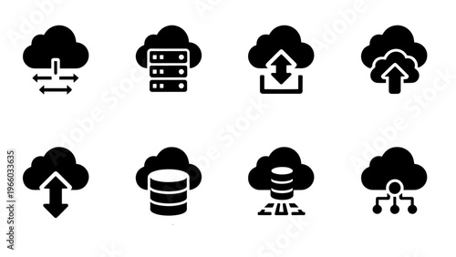 cloud computing storage vector icons set