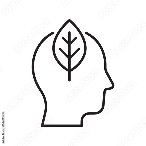 Minimalistic line art profile icon representing the synergy between human consciousness and nature, emphasizing mental growth, ecological awareness, and sustainable thinking.