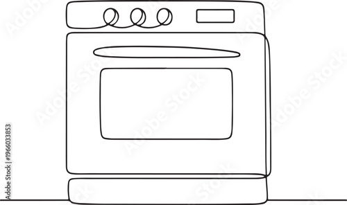 Minimalist oven line drawing kitchen appliance illustration modern home cooking equipment concept
