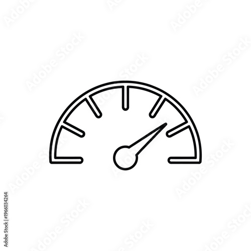 Simple line drawing of a speedometer gauge with a needle indicating a moderate reading high quality