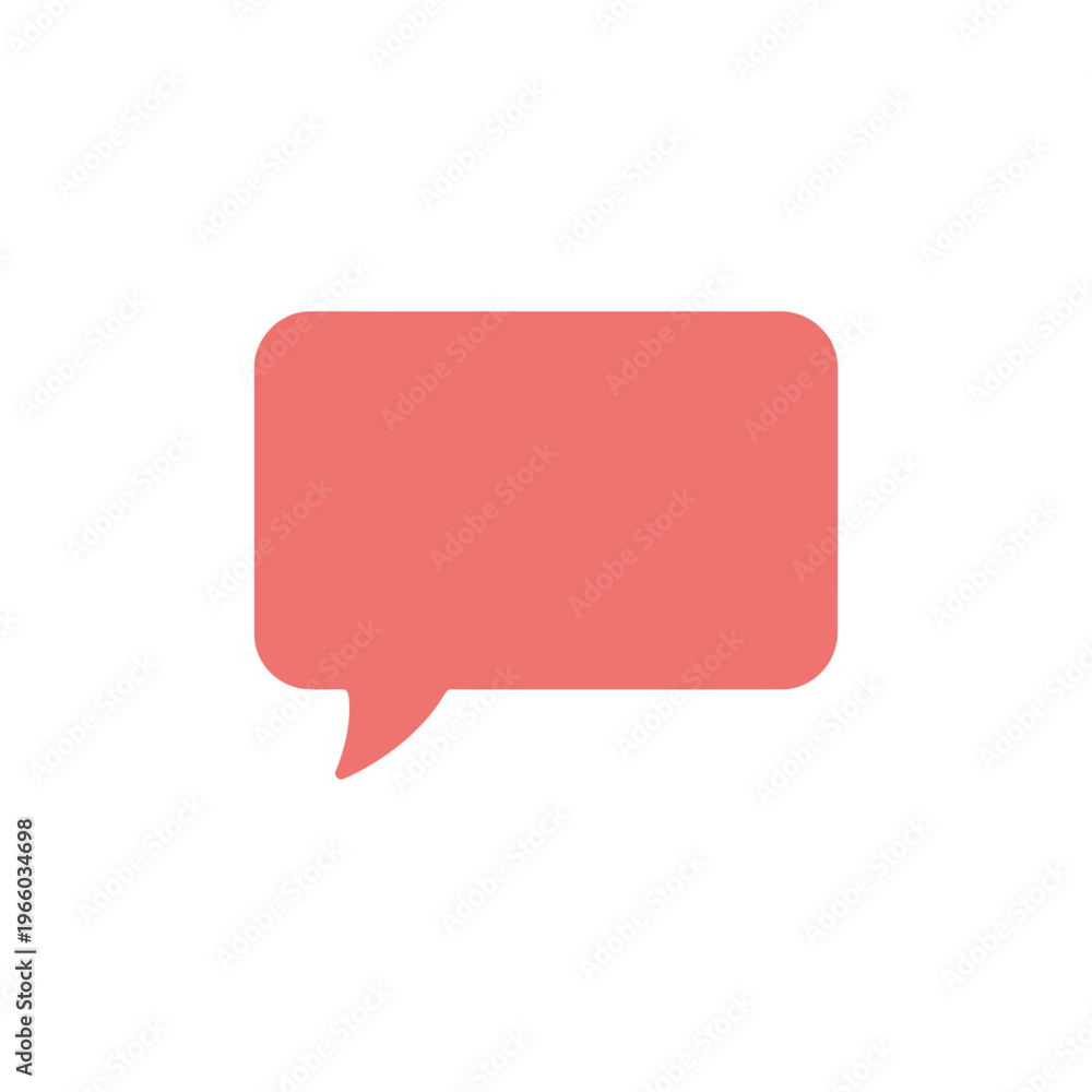 Fototapeta premium A simple flat design of a red speech bubble isolated on a stark white background