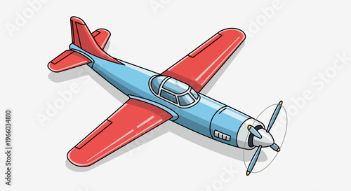 Vibrant vintage airplane in retro style with blue and red details