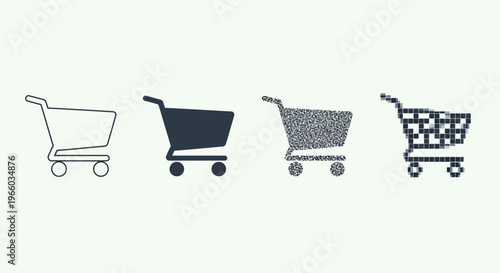 Evolution of shopping cart icons: minimalism to pixel art variations
