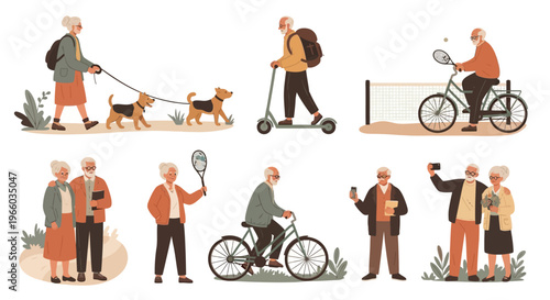 Active seniors engaging in various outdoor hobbies for a vibrant lifestyle