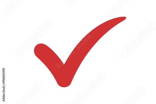 A vibrant red checkmark illustration signifies completion approval or a positive confirmation high quality professional detailed