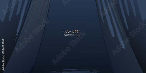 Dark blue background with text announcing an award nomination