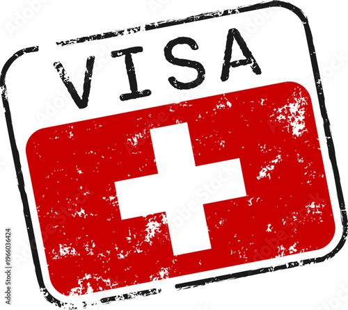 Switzerland Visa Stamp Distressed