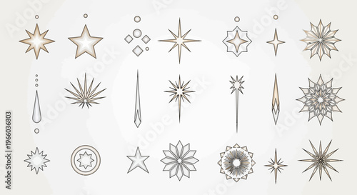 Elegant minimalist star and geometric art elements in modern design