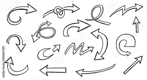 Dynamic collection of hand-drawn arrow designs for creative projects