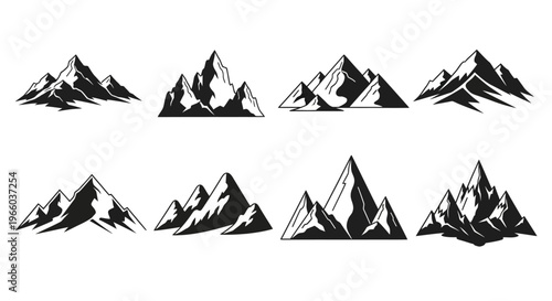Mountain silhouettes collection: bold and simplistic black and white peaks