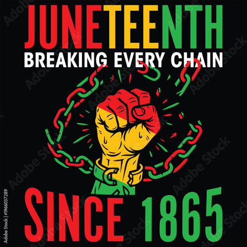 Juneteenth Breaking Every Chain Since 1865 Graphic Design