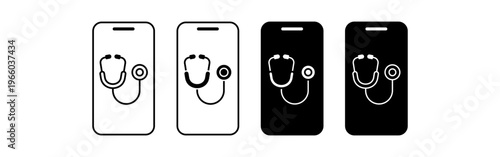 Digital stethoscope phone icon healthcare auscultation monitoring medical device system