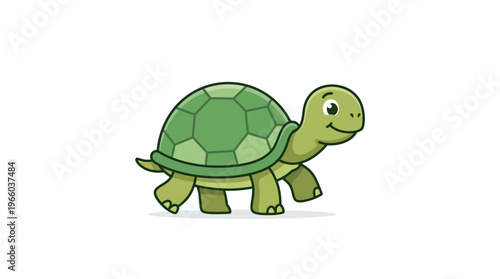 Bilde på lerret Green Turtle Walking on Land Slowly.