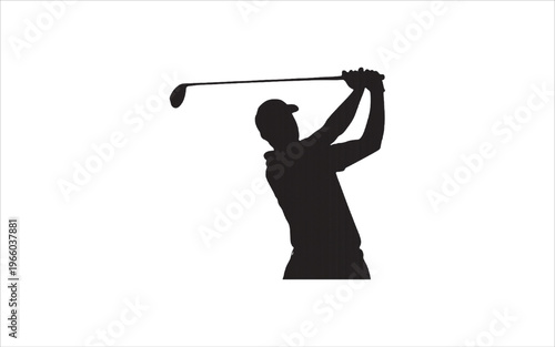 Dynamic silhouette of golfer swinging club