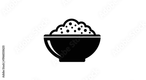 Simple black and white icon of a bowl filled with grain or seeds
