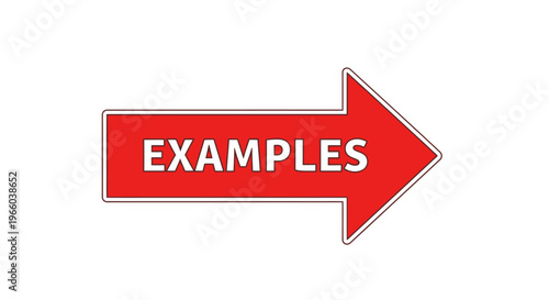 A red arrow pointing right with the word examples written in white