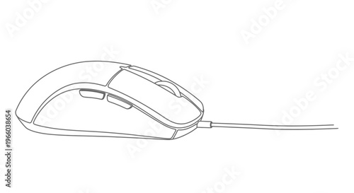 Line drawing of a computer mouse with a connected cable