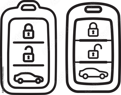 Car key fob icon lock unlock silhouette.