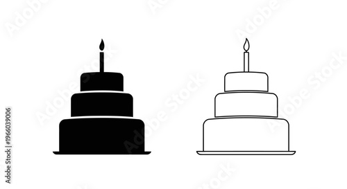 Two tiered birthday cakes one dark and one light with candles