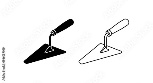 Two depictions of a pointing trowel one filled and one outlined