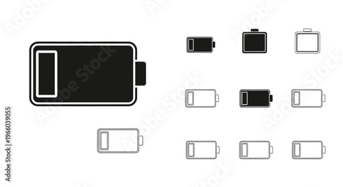 Battery charge level icons full medium low and empty states displayed