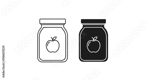 Two jar icons depicting an apple inside one white and one black
