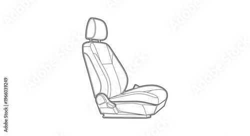 Line drawing of a single automotive vehicle seat side view