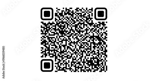 A white background displays three distinct black square quick response codes