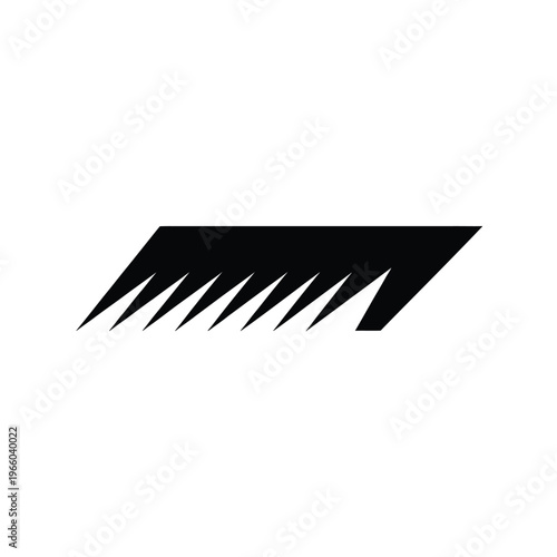 Fotografie A minimalist black and white graphic depicting a comb with jagged pointed teeth