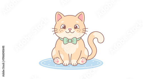 Cute Orange Kitten Wearing Bowtie.