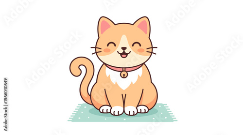 Cute Orange Cat Sitting Down.