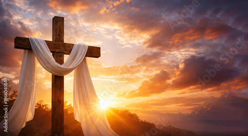 cross easter cloth sunset colors spirng
