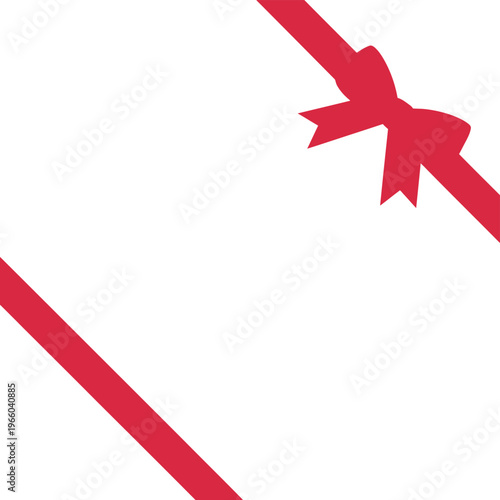Принти на полотні A vibrant red ribbon forms a decorative bow and diagonal stripes against a clean