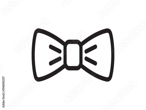 A simple black bow tie icon on a white background