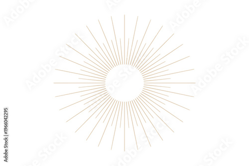 A radiant burst of golden lines emanating from a bright central circle against a white background