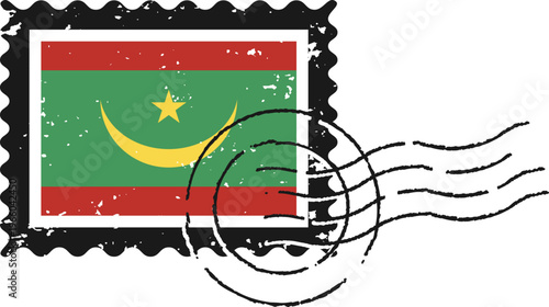 Mauritania Flag Stamp Distressed